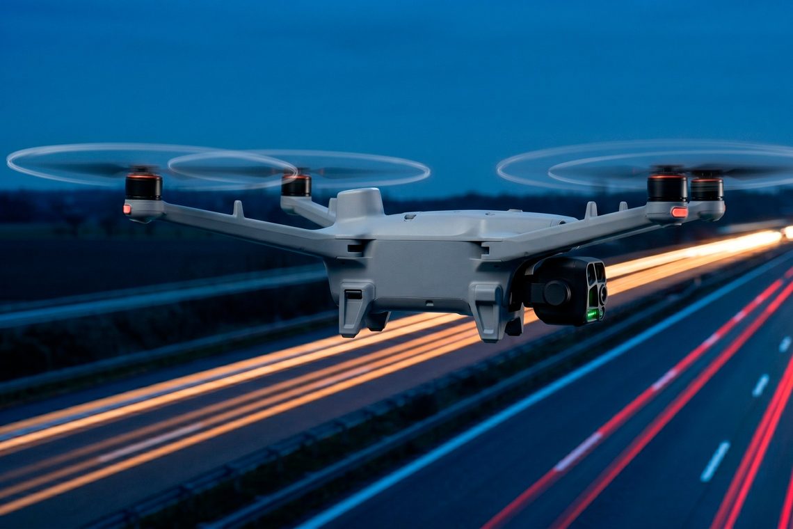 Drone BIRDS sobre rodovia